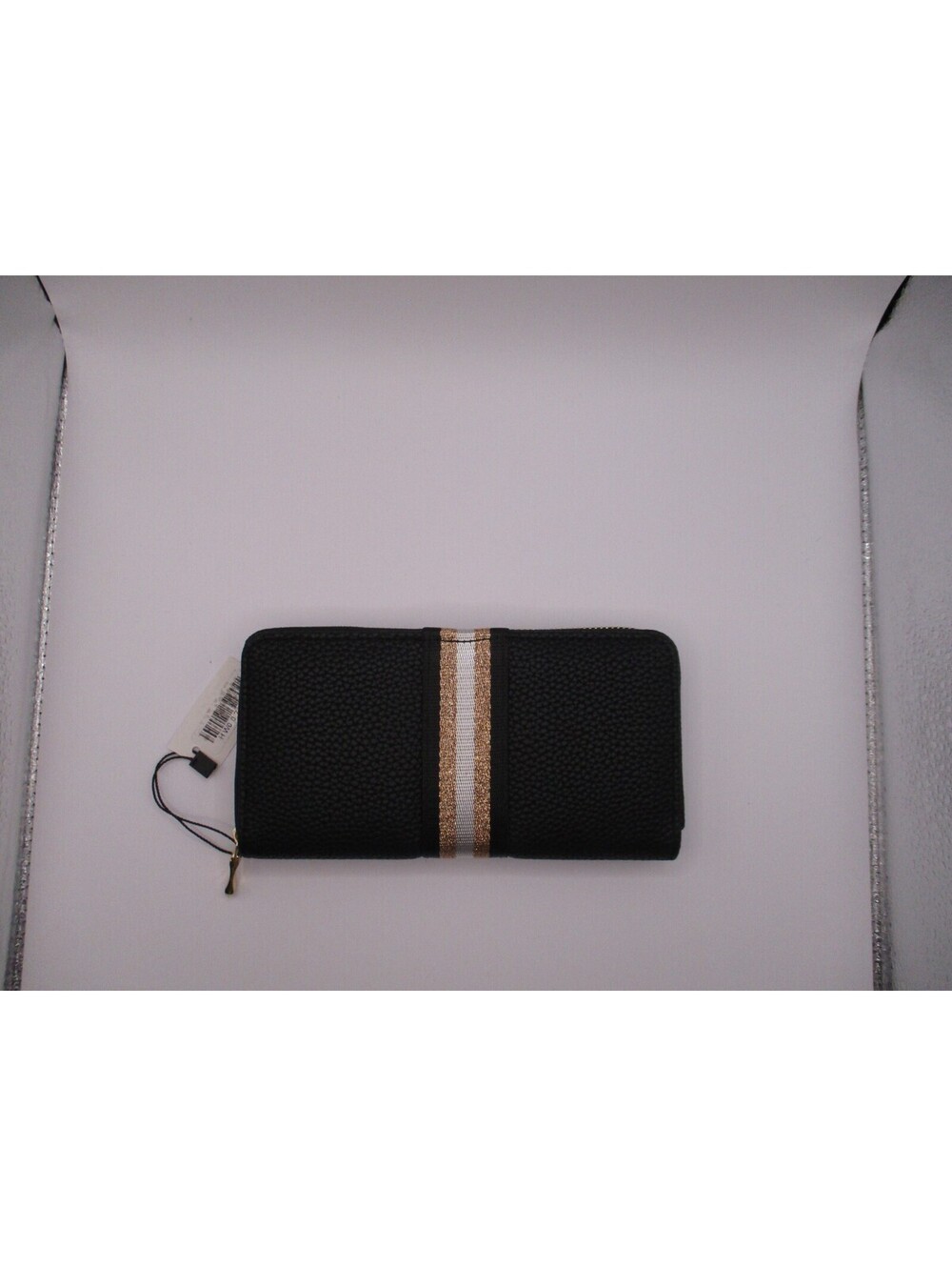 **NEW** Black Continental Wallet with Black, White & Pink Glitter Stripe **NEW**